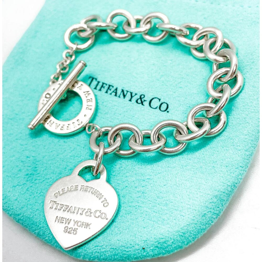 Tiffany & Co. Return to Tiffany Heart Tag Toggle Bracelet Sterling Silver 6.5" - Picture 9 of 13